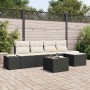 Conjunto de sofá de jardín 6 pcs Negro Poliratán