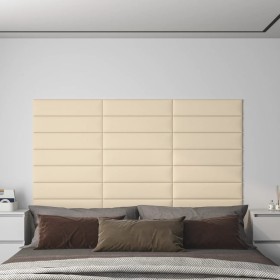 Paneles de pared 12 uds tela color crema 60x15 cm 1,08 m²