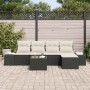 Conjunto de sofá de jardín 6 pcs Negro Poliratán