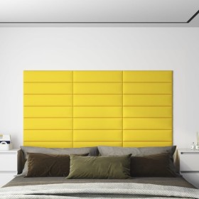 Paneles de pared 12 uds tela amarillo claro 60x15 cm 1,08 m²