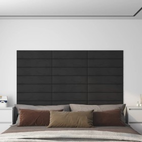 Paneles de pared 12 uds terciopelo negro 60x15 cm 1,08 m²