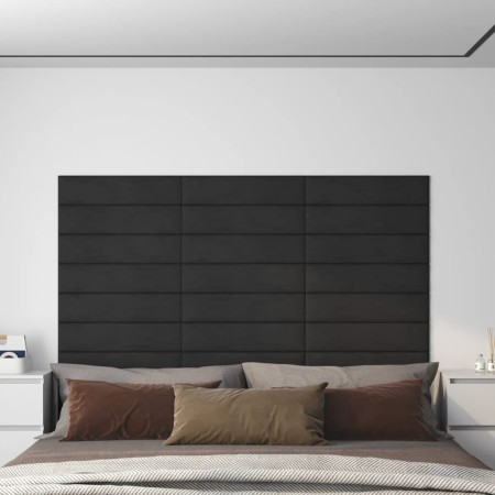 Paneles de pared 12 uds terciopelo negro 60x15 cm 1,08 m² de vidaXL, Recubrimiento de paredes - Ref: Foro24-343840, Precio: 3...