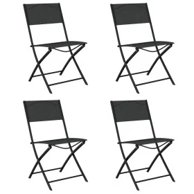 Folding garden chairs 4 units steel and black textilene by vidaXL, Garden chairs - Ref: Foro24-318767, Price: 102,31 €, Disco...