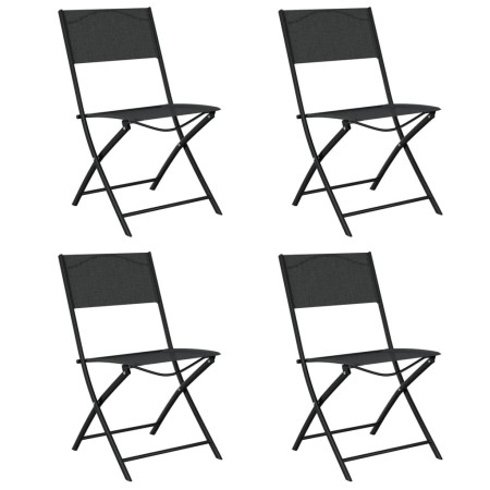 Folding garden chairs 4 units steel and black textilene by vidaXL, Garden chairs - Ref: Foro24-318767, Price: 104,82 €, Disco...