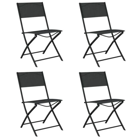Klappbare Gartenstühle 4 Einheiten aus Stahl und schwarzem Textilene von vidaXL, Gartenstühle - Ref: Foro24-318767, Preis: 10...