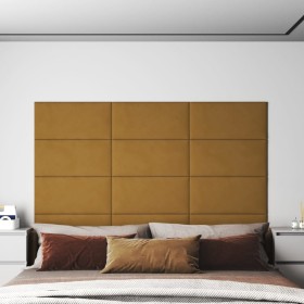 Paneles de pared 12 uds terciopelo marrón 60x30 cm 2,16 m²