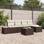 Conjunto de sofá de jardín 6 pcs Marrón Poliratán