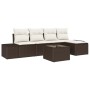 Conjunto de sofá de jardín 6 pcs Marrón Poliratán