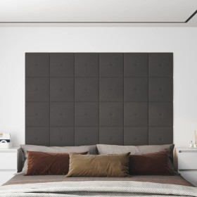 Paneles de pared 12 uds tela gris oscuro 30x30 cm 1,08 m²