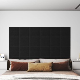 Paneles de pared 12 uds tela negro 30x30 cm 1,08 m²