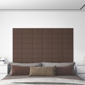 Paneles de pared 12 uds tela gris taupe 30x15 cm 0,54 m²