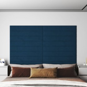 Paneles de pared 12 uds terciopelo azul 90x15 cm 1