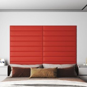 Paneles de pared 12 uds cuero sintético rojo 90x15 cm 1,62 m²