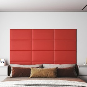 Paneles de pared 12 uds cuero PE rojo 60x30 cm 2,16 m²