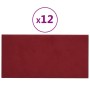 Paneles de pared 12 uds terciopelo rojo tinto 60x30 cm 2,16 m²