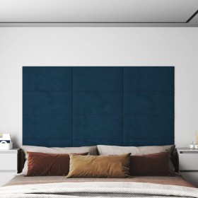 Paneles de pared 12 uds terciopelo azul 60x30 cm 2,16 m²