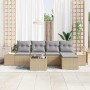 Conjunto de sofá de jardín 6 pcs Beige Poliratán