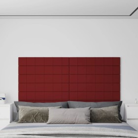 Paneles de pared 12 uds tela rojo tinto 90x15 cm 1