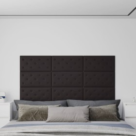 Paneles de pared 12 uds cuero sintético negro 60x30 cm 2,16 m²
