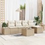 Conjunto de sofá de jardín 6 pcs Beige Poliratán