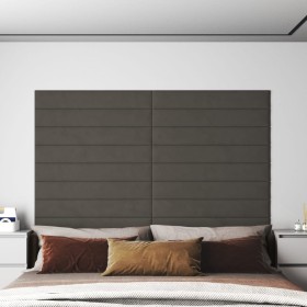Paneles de pared 12 uds terciopelo gris oscuro 90x15 cm 1,62 m²