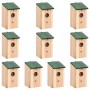 Casa para pájaros 10 unidades madera maciza de abeto 12x12x22cm
