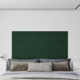 Paneles de pared 12 uds tela verde oscuro 60x30 cm