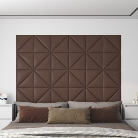 Paneles de pared 12 uds cuero sintético marrón 30x30 cm 0,54 m²