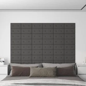 Wall panels 12 pcs gray synthetic leather 30x15 cm 0.54 m² by vidaXL, Wall covering - Ref: Foro24-343970, Price: 19,87 €, Dis...