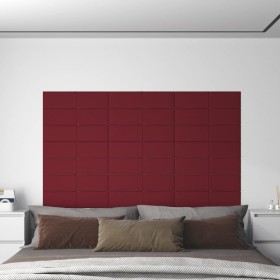 Paneles de pared 12 uds terciopelo rojo tinto 60x15 cm 1,08 m²