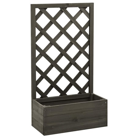 Jardinera enrejada de jardín madera abeto gris 50x25x90 cm