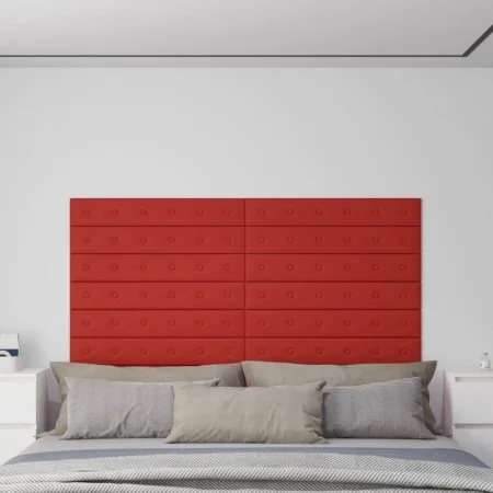 Wandpaneele 12 Stück rot-rotes Kunstleder 90x15 cm 1,62m² von vidaXL, Wandverkleidung - Ref: Foro24-344000, Preis: 36,91 €, R...