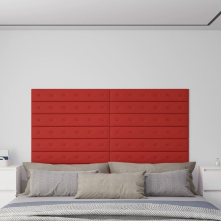 Wandpaneele 12 Stück rot-rotes Kunstleder 90x15 cm 1,62m² von vidaXL, Wandverkleidung - Ref: Foro24-344000, Preis: 37,64 €, R...