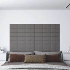Paneles de pared 12 uds tela gris claro 30x15 cm 0