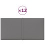 Paneles de pared 12 uds tela gris claro 30x15 cm 0,54 m²