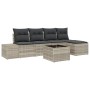 Conjunto de sofá de jardín 6 pcs Gris claro Poliratán