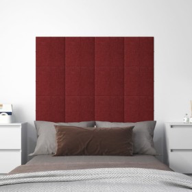Paneles de pared 12 uds tela rojo tinto 30x30 cm 1