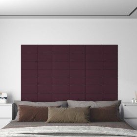 Paneles de pared 12 uds tela morado 60x15 cm 1,08 m²