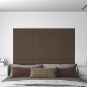 Paneles de pared 12 uds tela marrón 60x15 cm 1,08 m²