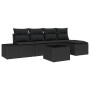 Conjunto de sofá de jardín 6 pcs Negro Poliratán
