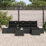 Conjunto de sofá de jardín 6 pcs Negro Poliratán