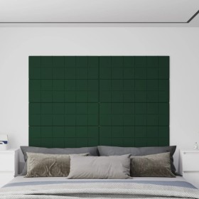 Paneles de pared 12 uds tela verde oscuro 90x30 cm 3,24 m²