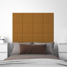 Paneles de pared 12 uds terciopelo marrón 30x30 cm 1,08 m²
