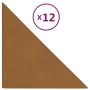 Paneles de pared 12 uds terciopelo marrón 30x30 cm 0,54 m²