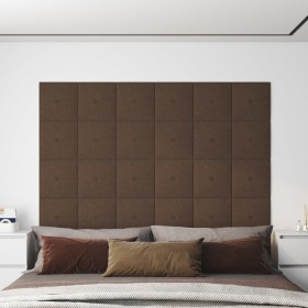 Paneles de pared 12 uds tela marrón 30x30 cm 1,08 