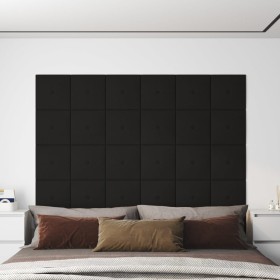 Paneles de pared 12 uds tela negro 30x30 cm 1,08 m²