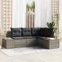 Conjunto de sofá de jardín 4 pcs Gris Poliratán