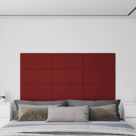 Paneles de pared 12 uds tela rojo tinto 60x30 cm 2