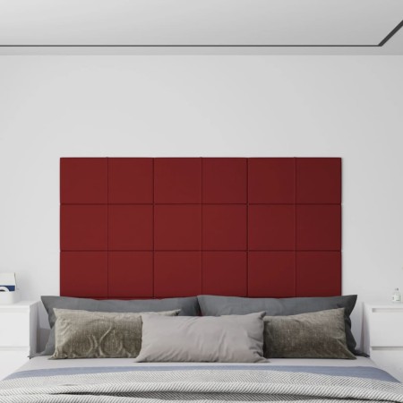 Paneles de pared 12 uds tela rojo tinto 60x30 cm 2,16 m²
