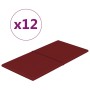 Paneles de pared 12 uds tela rojo tinto 60x30 cm 2,16 m²